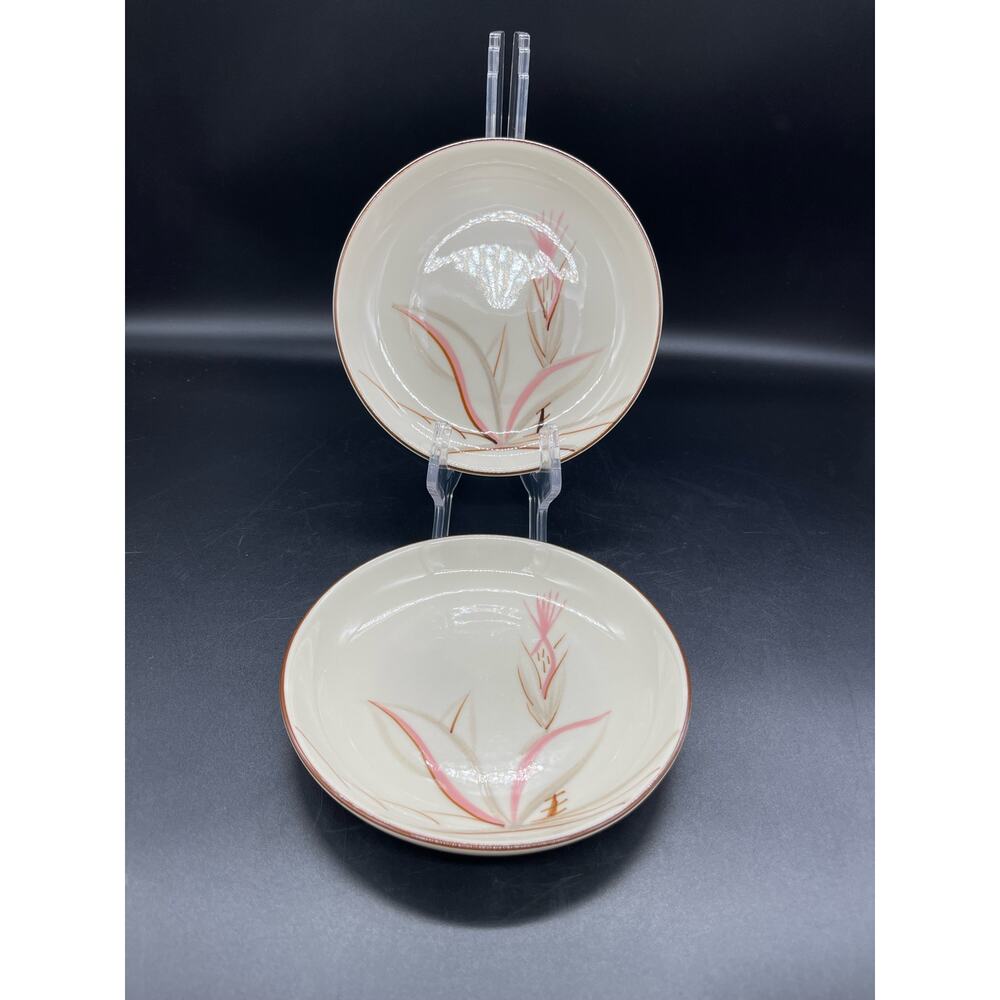 Vintage MCM Winfield True Porcelain Dragon Flower Set of 2 Bread Plates 7.5"